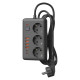 Удлинитель с сетевым фильтром 3х3м 10А 4USB + 2USBC 2500Вт ПВС 3х1 прямоуг. черн. КОСМОС FKsm3m-3gPF(B)USB
