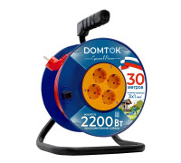 Удлинитель на катушке 4х30м с заземл. 10А IP20 2.2кВт ПВС 3х1 DOMTOK 2442