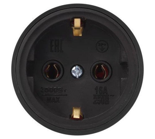 Розетка RX11-B-IP44 16А IP44 прямая с заземл. каучук черн. ЭРА Б0069325