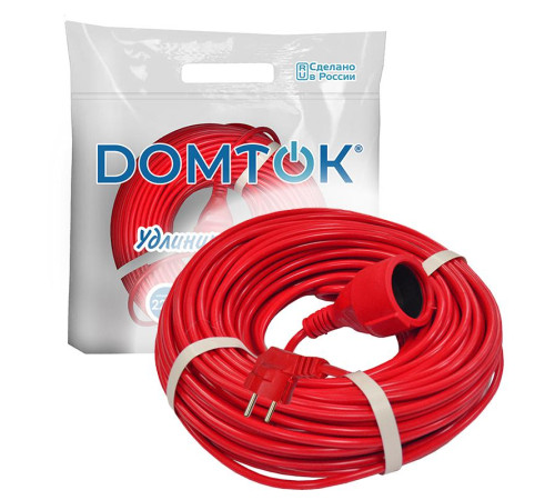 Удлинитель-шнур 1х40м с заземл. 10А IP20 2.2кВт ПВС 3х1 DOMTOK 2506