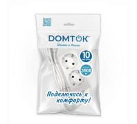 Удлинитель 2х10м с заземл. 16А IP20 3.5кВт ПВС 3х1 бел. DOMTOK 2385