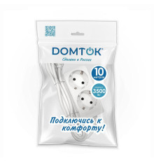 Удлинитель 2х10м с заземл. 16А IP20 3.5кВт ПВС 3х1 бел. DOMTOK 2385