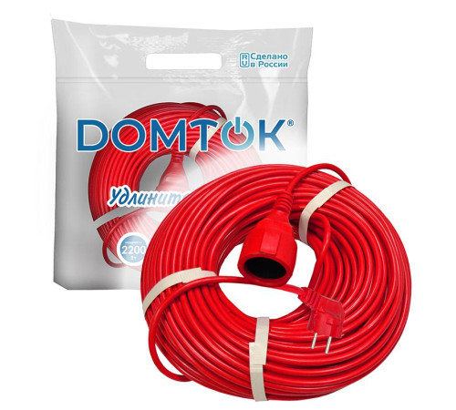 Удлинитель-шнур 1х50м с заземл. 10А IP20 2.2кВт ПВС 3х1 DOMTOK 2495