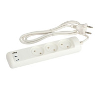 Удлинитель электрический U-3-1.5m-USB-W 3 розетки + 3xUSB A+C 1.5м 10А бел. Эра Б0069075