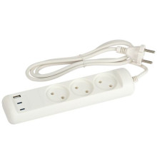 Удлинитель электрический U-3-1.5m-USB-W 3 розетки + 3xUSB A+C 1.5м 10А бел. Эра Б0069075