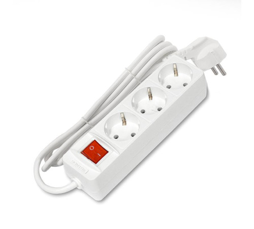Удлинитель 3х1.5м с заземл. 16А IP20 3.5кВт ПВС 3х1 с выкл. бел. DOMTOK 2379
