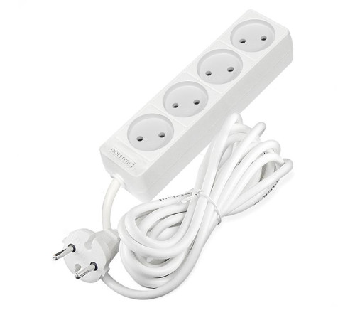 Удлинитель 4х3м без заземл. 10А IP20 2.2кВт ПВС 2х1 бел. DOMTOK 2356