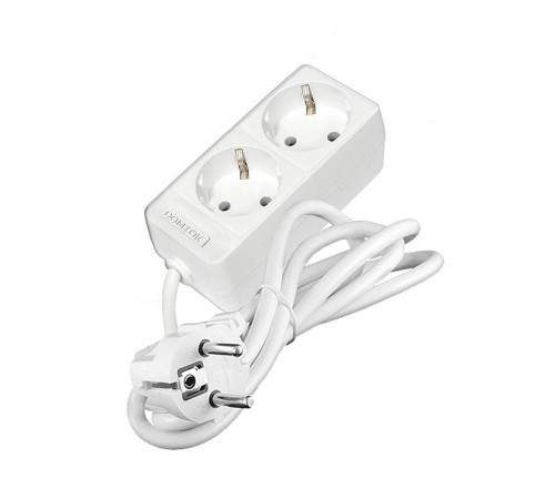 Удлинитель 2х1.5м с заземл. 16А IP20 3.5кВт ПВС 3х1 бел. DOMTOK 2384