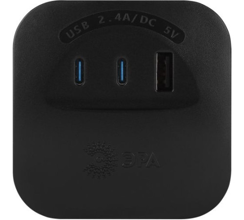 Разветвитель 4-м SP-4-3USBAC-B + 3 USB A+C со шторками 10А чер. Эра Б0069084