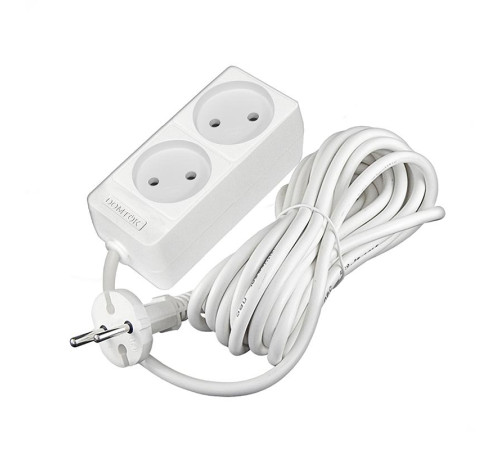 Удлинитель 2х7м без заземл. 10А IP20 2.2кВт ПВС 2х1 бел. DOMTOK 2348