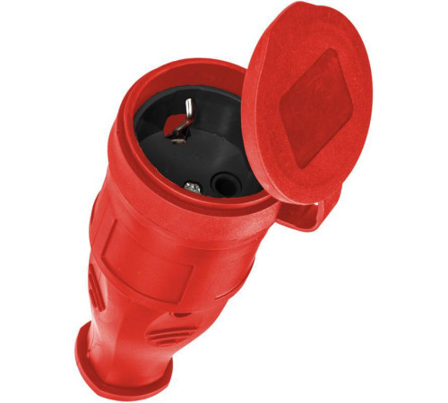 Розетка 16А IP44 прямая с заземл. каучук красн. КОСМОС RKsm-Z-IP(R)16A