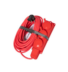 Удлинитель на каучуковой колодке 3х15м 16А 250В 4000Вт IP44 каучук КГ 3х2.5 красн. УХз16 Россия КОСМОС YKsm15m-3g(16A)KG-R