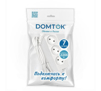 Удлинитель 3х7м без заземл. 10А IP20 2.2кВт ПВС 2х1 бел. DOMTOK 2353