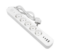 Удлинитель 5х1.5м IP20 2USB 2.4А+2type-C LUX 1.5кв.мм EKF UBA-LUX-515-TC