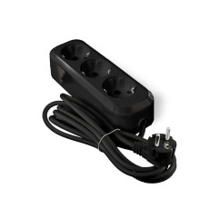 Удлинитель 3х2м с заземл. 16А IP20 Е-303 ПВС 3х1 АБС-пластик черн. UNIVersal 2180