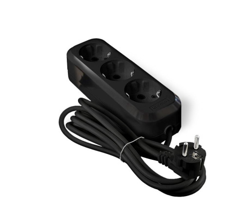 Удлинитель 3х2м с заземл. 16А IP20 Е-303 ПВС 3х1 АБС-пластик черн. UNIVersal 2180