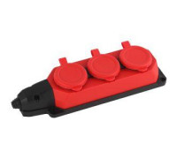 Колодка удлинителя 3-м с заземл. 16А IP44 K-3e-RED-IP44 каучук красн. Эра Б0044552