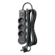 Удлинитель 3х1.5м с заземл. 10А IP20 USB 2800Вт 220В ПВС 3х1 с выкл. черн. КОСМОС YKsm1.5m3g-Z-VU10А-B