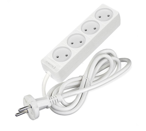Удлинитель 4х1.5м без заземл. 10А IP20 2.2кВт ПВС 2х1 бел. DOMTOK 2354