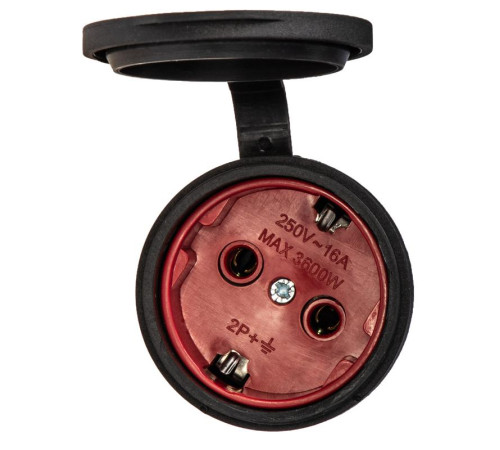 Розетка 16А IP44 прямая с заземл. каучук красн. КОСМОС RKsm-Z-IP(R)16A