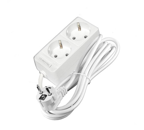 Удлинитель 2х3м с заземл. 16А IP20 3.5кВт ПВС 3х1 бел. DOMTOK 2386