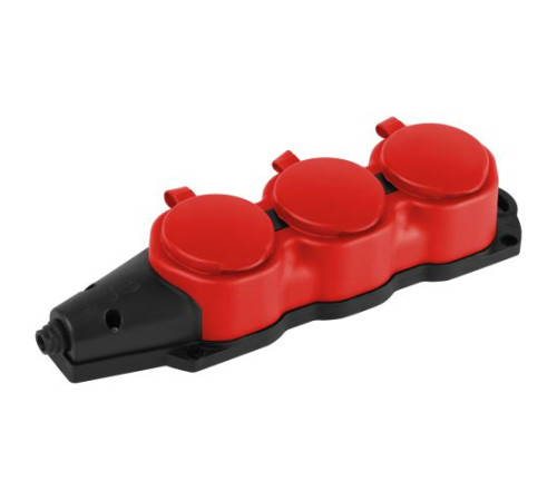 Колодка ЭРА KX-3e-RED-IP44 каучуковая с заземлением 3 розетки 16A IP44 красн. Эра Б0068393