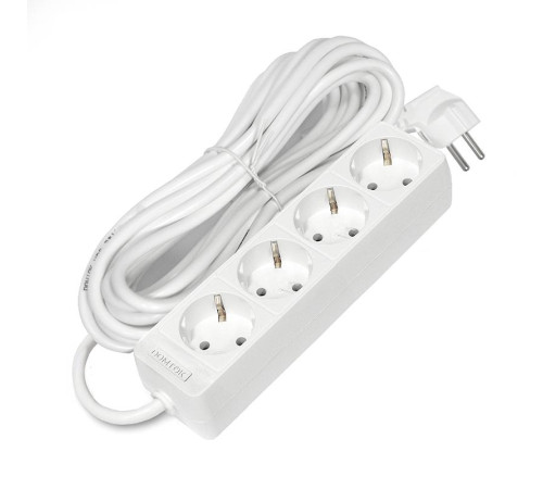 Удлинитель 4х7м с заземл. 16А IP20 3.5кВт ПВС 3х1 бел. DOMTOK 2398