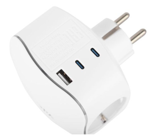 Разветвитель 3-м SP-3e-3USBAC-W + 3 USB A+C с заземл. со шторками 16А бел. Эра Б0069081