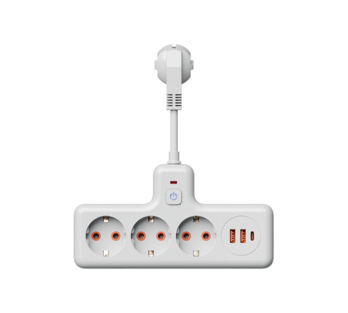 Удлинитель с сетевым фильтром 3х0.3м 10А 2USB + 1USBC 2500Вт ПВС 3х1 компакт бел. КОСМОС FRKsm0.3m-3g(W)USB