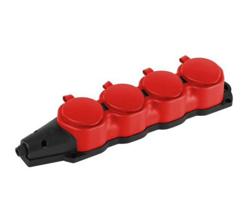 Колодка ЭРА KX-4e-RED-IP44 каучуковая с заземлением 4 розетки 16A IP44 красн. Эра Б0068456