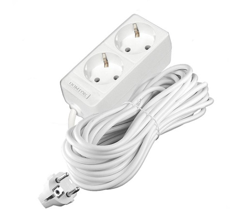 Удлинитель 2х10м с заземл. 16А IP20 3.5кВт ПВС 3х1 бел. DOMTOK 2385