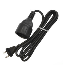 Удлинитель-шнур 1х2м без заземл. 10А IP20 ПВС 2х1 черн. DOMTOK 2338