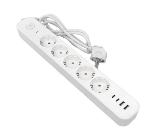Удлинитель 5х3м IP20 2USB 2.4А+2type-C LUX 1.5кв.мм EKF UBA-LUX-503-TC