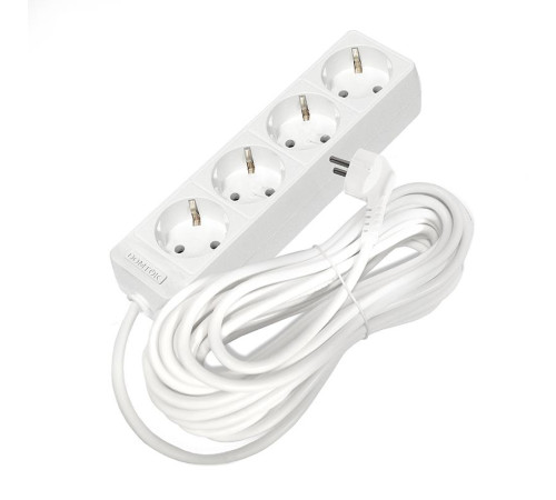 Удлинитель 4х10м с заземл. 16А IP20 3.5кВт ПВС 3х1 бел. DOMTOK 2395