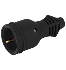 Розетка RX11-B-IP44 16А IP44 прямая с заземл. каучук черн. ЭРА Б0069325