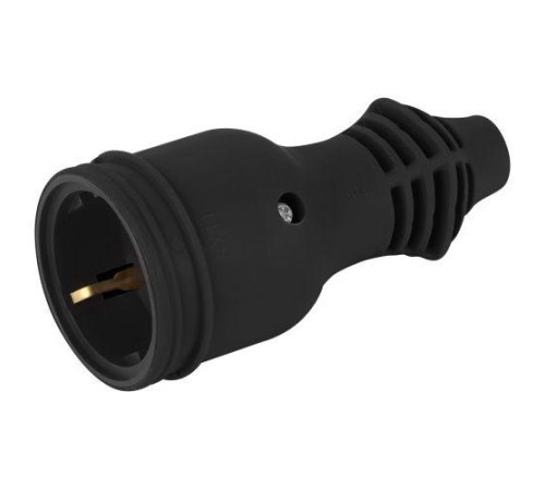 Розетка RX11-B-IP44 16А IP44 прямая с заземл. каучук черн. ЭРА Б0069325