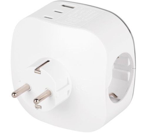 Разветвитель 3-м SP-3e-3USBAC-W + 3 USB A+C с заземл. со шторками 16А бел. Эра Б0069081