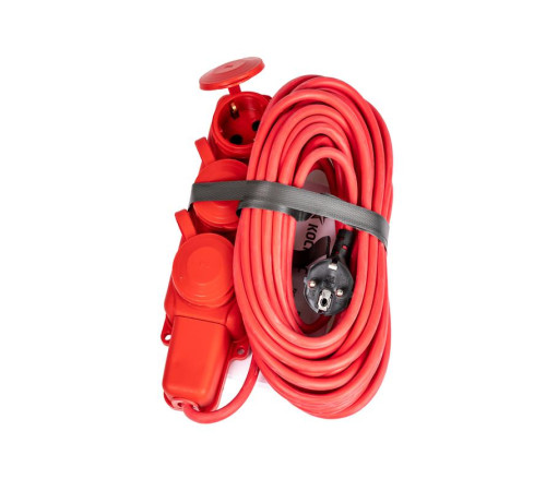 Удлинитель на каучуковой колодке 3х10м 16А 250В 4000Вт IP44 каучук КГ 3х2.5 красн. УХз16 Россия КОСМОС YKsm10m-3g(16A)KG-R