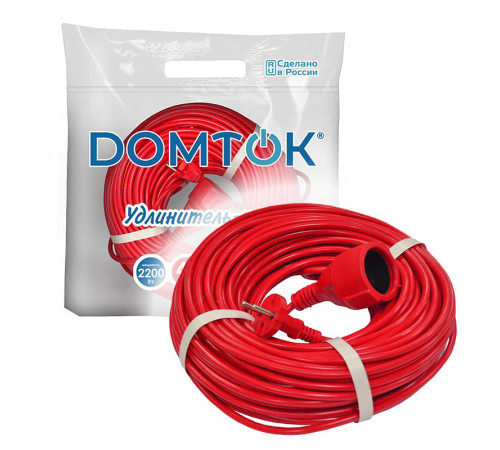 Удлинитель-шнур 1х40м без заземл. 10А IP20 2.2кВт ПВС 2х1 DOMTOK 2491