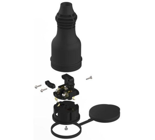 Розетка RX11-B-IP44 16А IP44 прямая с заземл. каучук черн. ЭРА Б0069325