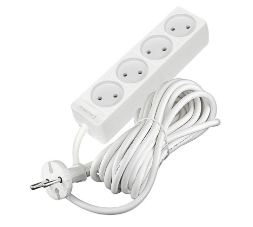 Удлинитель 4х7м без заземл. 10А IP20 2.2кВт ПВС 2х1 бел. DOMTOK 2358