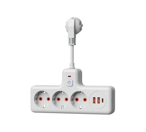 Удлинитель с сетевым фильтром 3х0.3м 10А 2USB + 1USBC 2500Вт ПВС 3х1 компакт бел. КОСМОС FRKsm0.3m-3g(W)USB