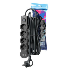 Удлинитель 3х3м с заземл. 10А IP20 USB 2500Вт 220В ПВС 3х1 с выкл. черн. КОСМОС YKsm3m4g-Z-VU10А-B