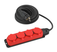 Удлинитель силовой UK-4e-3x1.5-5m-IP44(KG) с заземлением 4 розетки каучук 5м КГ 3х1.5кв.мм IP44 Эра Б0057585