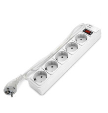 Удлинитель с сетевым фильтром 5х1.8м с заземл 10А 2.2кВт IP20 2хUSB ПВС 3х1 с выкл. бел. DOMTOK 2564