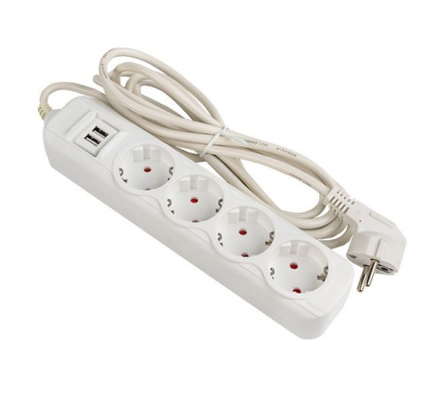 Удлинитель 4х2м 16А IP20 Эксперт 3.5кВт 2хUSB 2.1А ПВС 3х1 PROxima EKF UBA16-2USB-4-02i