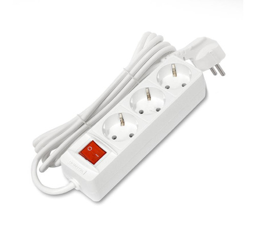 Удлинитель 3х3м с заземл. 16А IP20 3.5кВт ПВС 3х1 с выкл. бел. DOMTOK 2381