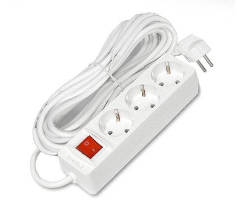 Удлинитель 3х7м с заземл. 16А IP20 3.5кВт ПВС 3х1 с выкл. бел. DOMTOK 2383