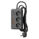 Удлинитель с сетевым фильтром 3х1.5м 10А 4USB + 2USBC 2500Вт ПВС 3х1 прямоуг. черн. КОСМОС FKsm1.5m-3gPF(B)USB