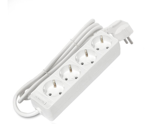 Удлинитель 4х1.5м с заземл. 16А IP20 3.5кВт ПВС 3х1 бел. DOMTOK 2394